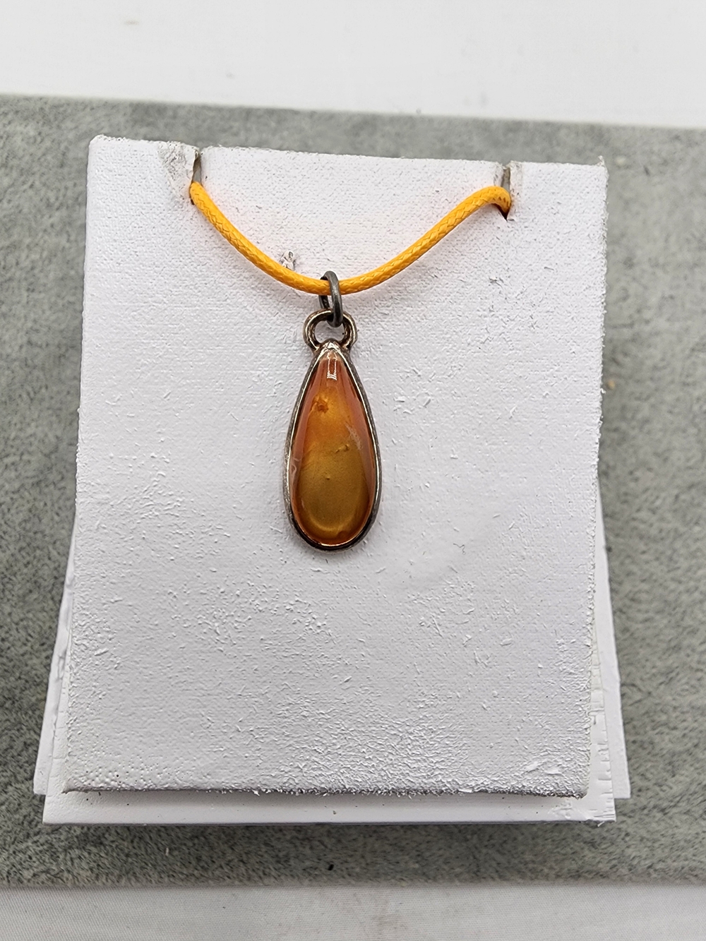 Amber Colored Teardrop Pendant Necklace